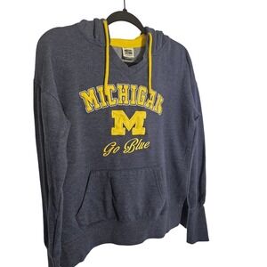 Michigan Wolverines Go Blue V Neck Hoodie Sweatshirt Women's Medium